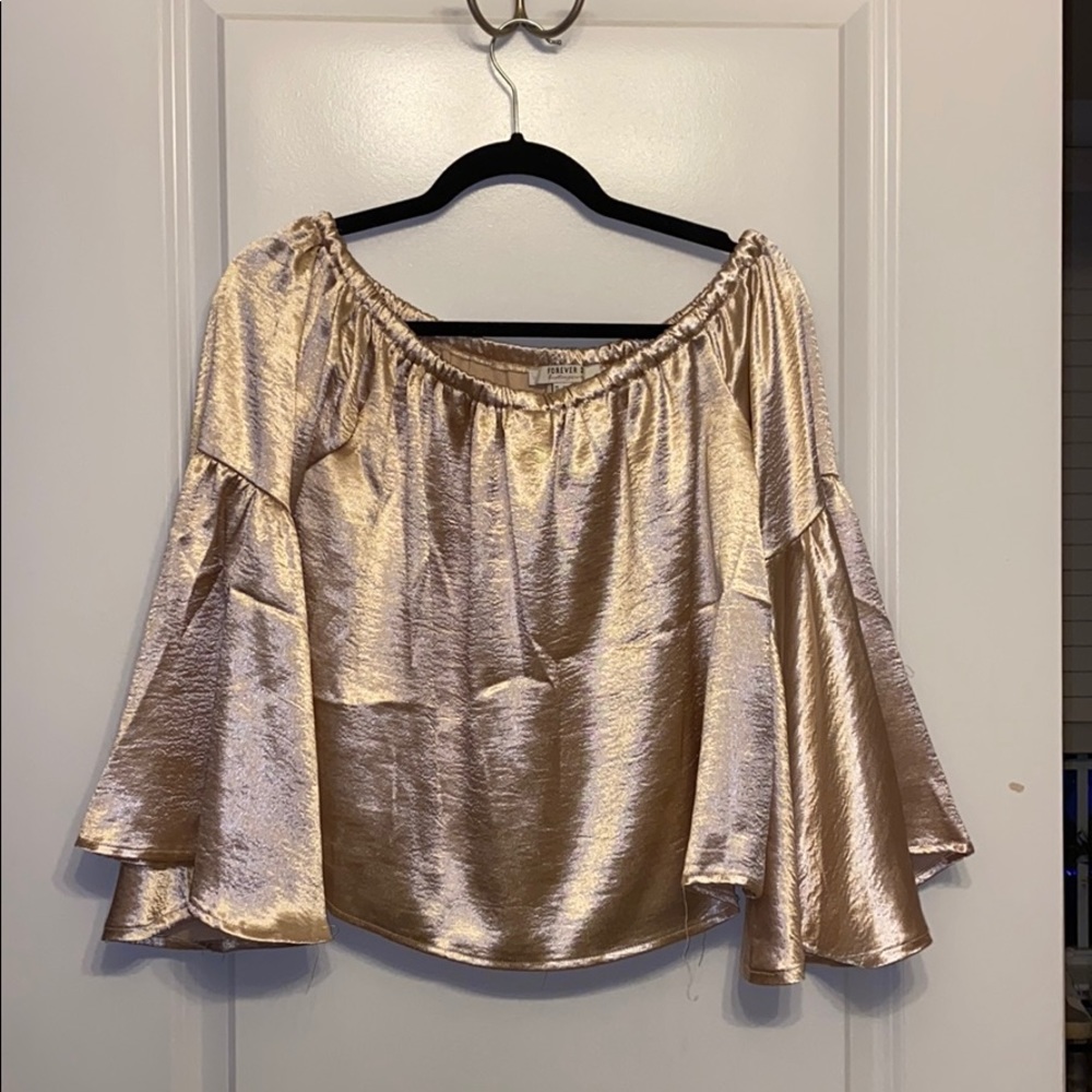 Off the shoulder metallic shirt